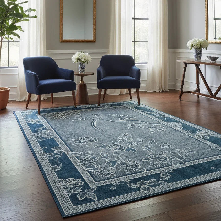 Blue Elegance Washable Rug