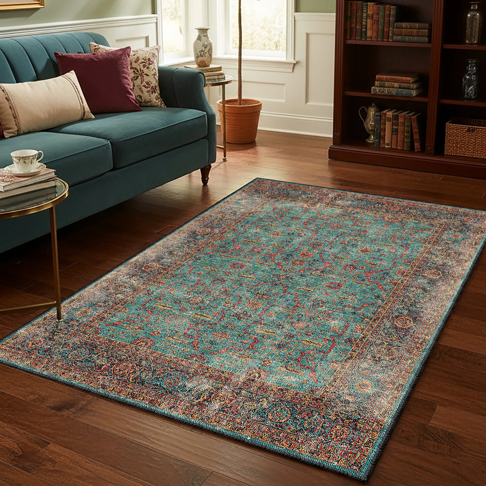 Turquoise Washable Rug