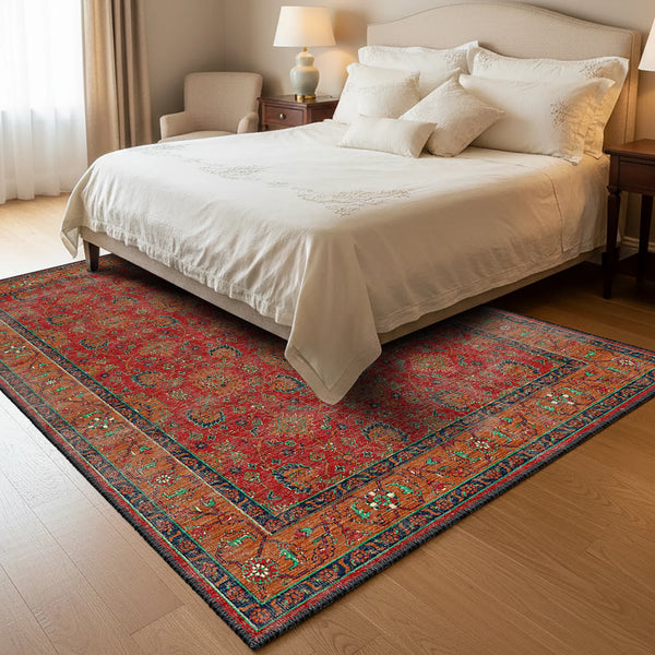 Deep Red Washable Rug