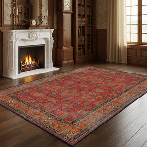 Deep Red Washable Rug