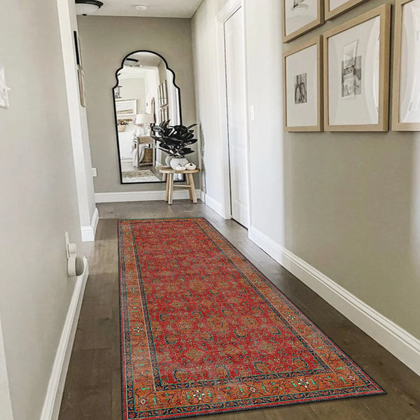 Deep Red Washable Rug