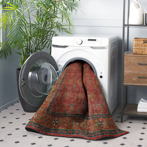 Deep Red Washable Rug