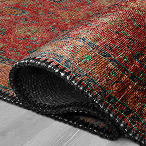 Deep Red Washable Rug