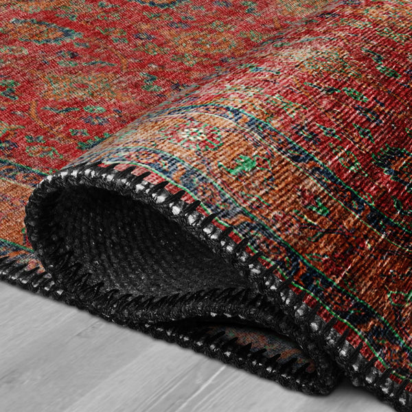 Deep Red Washable Rug