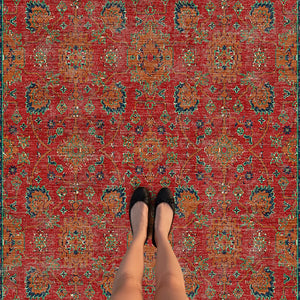 Deep Red Washable Rug