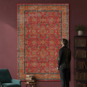 Deep Red Washable Rug