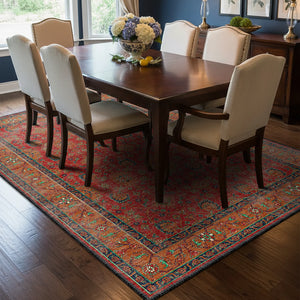 Deep Red Washable Rug