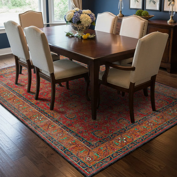 Deep Red Washable Rug