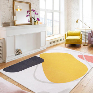 Modern Artistic Flair Rug with vibrant abstract patterns in a contemporary living room
