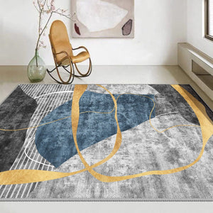 Modern living room with a contemporary area rug from Turkiye