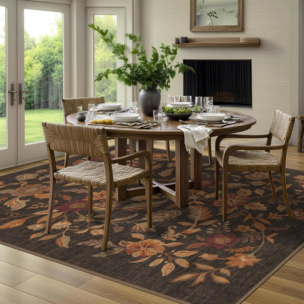 Brown Floral Rug