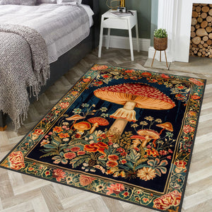 Mushroom Wonderland Wool Rug - Luxurious and Artistic Decor
