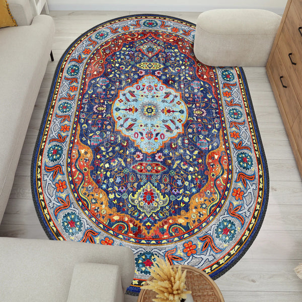 Opulent Persian Carpet with Intricate Patterns and Rich Color Palette, Adds Elegance to Any Space