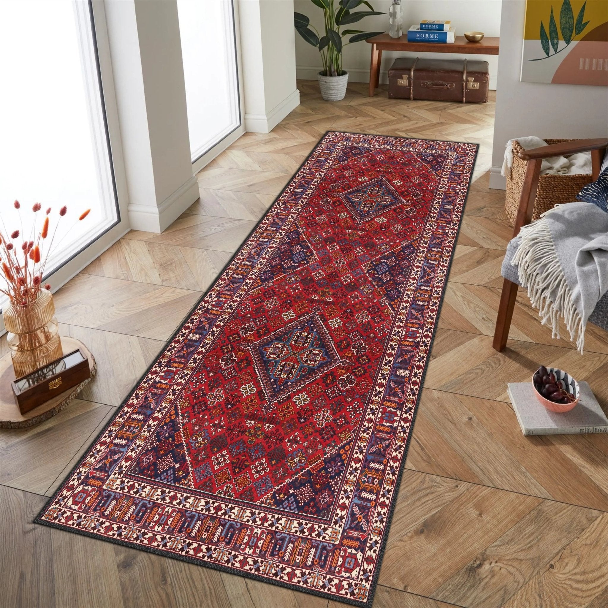 Runner Rugs Riyadh Persian Runner Rug - Machine-Washable, Hypoallergenic, Custom Sizes