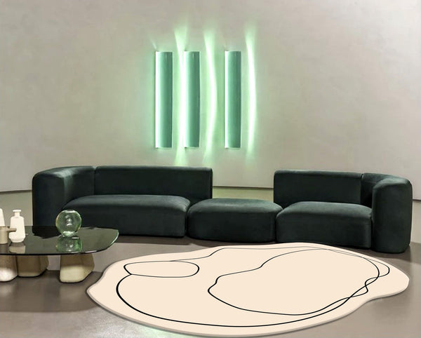 Pet-friendly irregular shaped rug made of hypoallergenic materials