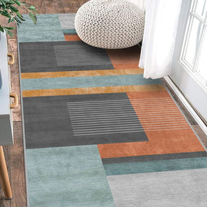 Pet-friendly modern geometric rug made from hypoallergenic, durable cotton