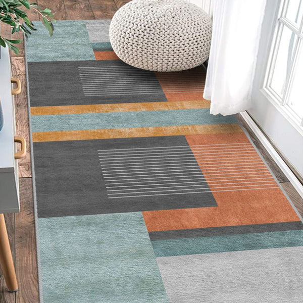 Pet-friendly modern geometric rug made from hypoallergenic, durable cotton