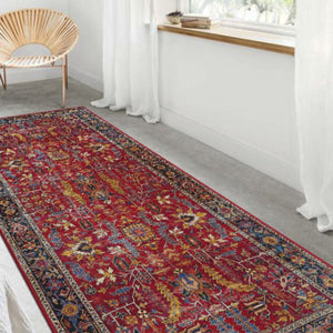 Rustic Boho Rug with earthy tones and intricate patterns in a cozy living room.