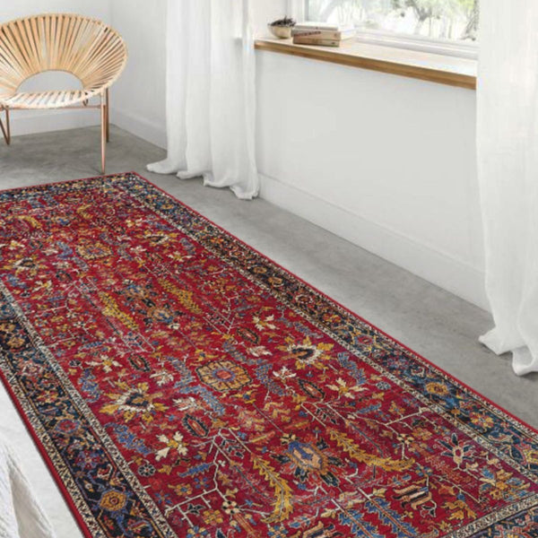 Rustic Boho Rug with earthy tones and intricate patterns in a cozy living room.