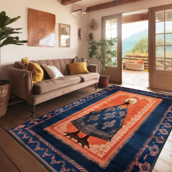 Statement Area Rug with Unique Duck Design and Bold Aesthetic

