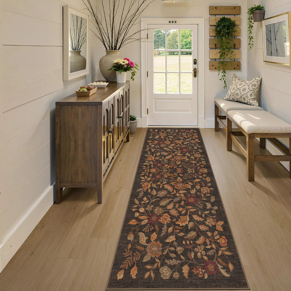 Brown Floral Rug