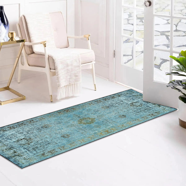 Turquoise Washable Rug