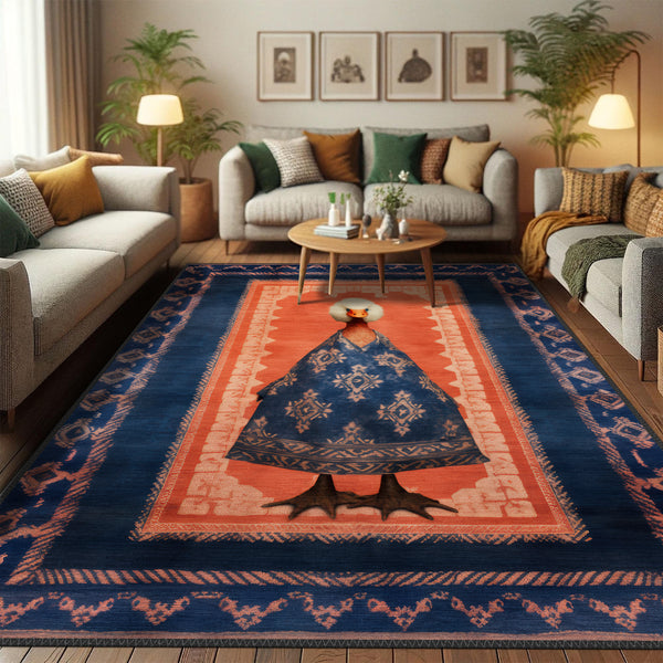 Whimsical Duck Area Rug with Ethnic Patterns for Living Rooms

