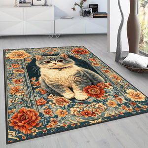 Whimsical Floral Cat Rug – Perfect for Living Room and Bedrooms