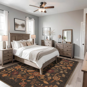 Brown Floral Rug