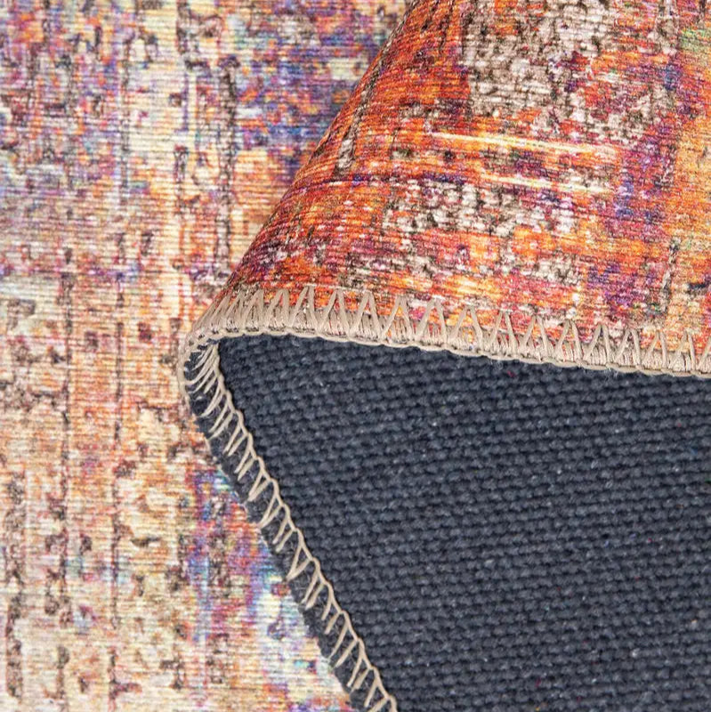 Orange & Blue Distressed Area Rug 4'5"x6'2"