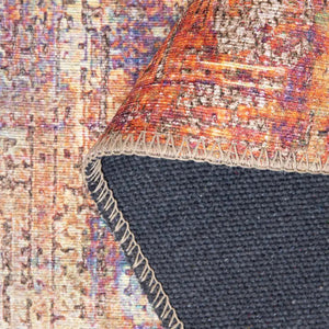 Orange & Blue Distressed Area Rug 4'5"x6'2"