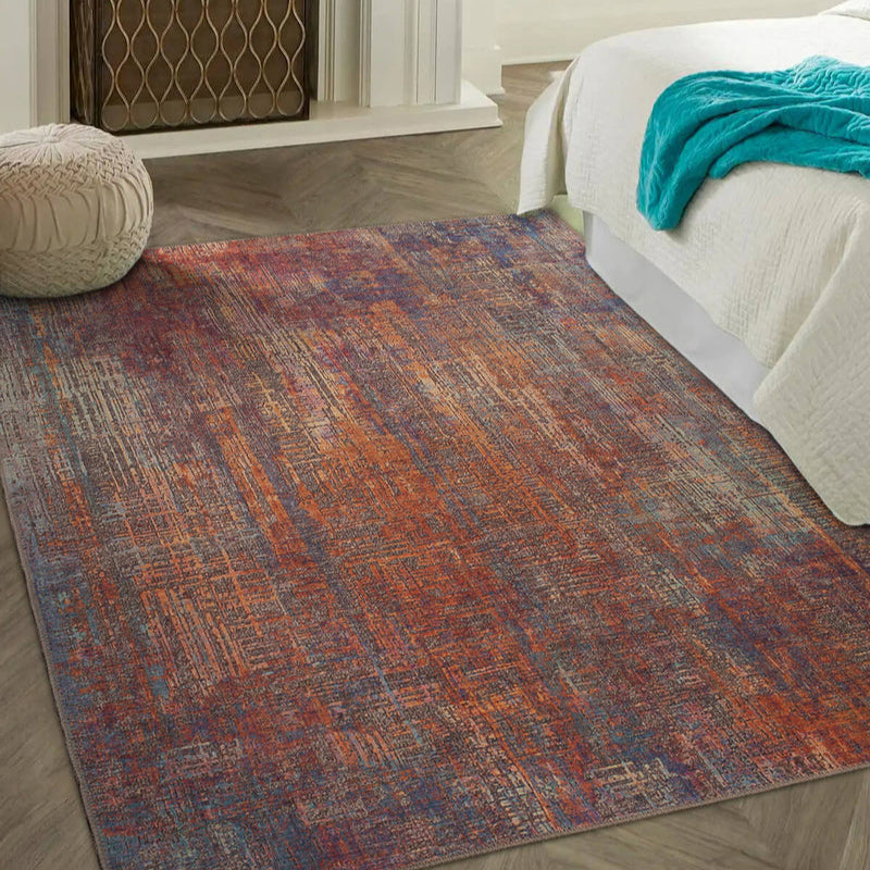 Orange & Blue Distressed Area Rug 4'5"x6'2"