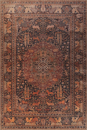 Vintage Style Animal Pattern Rug / 4'5"x6'5"