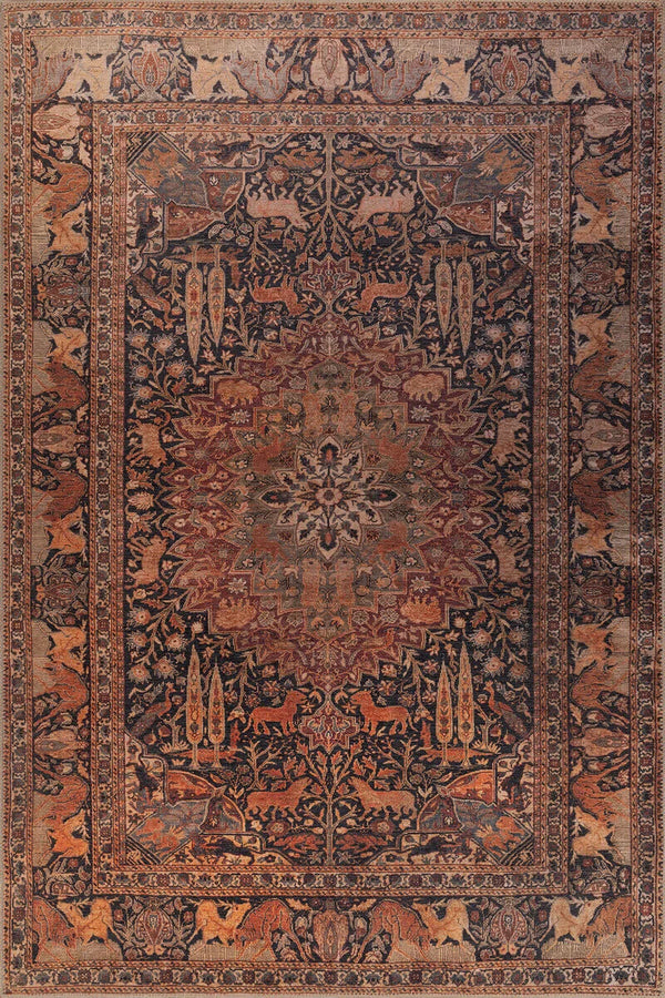 Vintage Style Animal Pattern Rug / 4'5"x6'5"